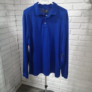 PGA Tour Motion Flex 360 Men's Size Medium Long Sleeves Royal Blue Polo Shirt